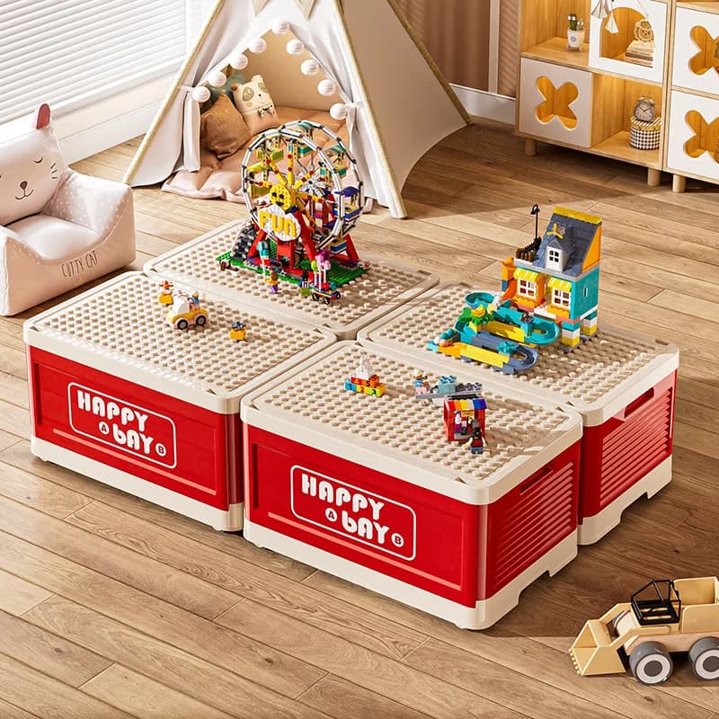 Boîte de rangement pour jouets de grande capacité avec roulettes et couvercles pour Lego, organisateur empilable anti-poussière