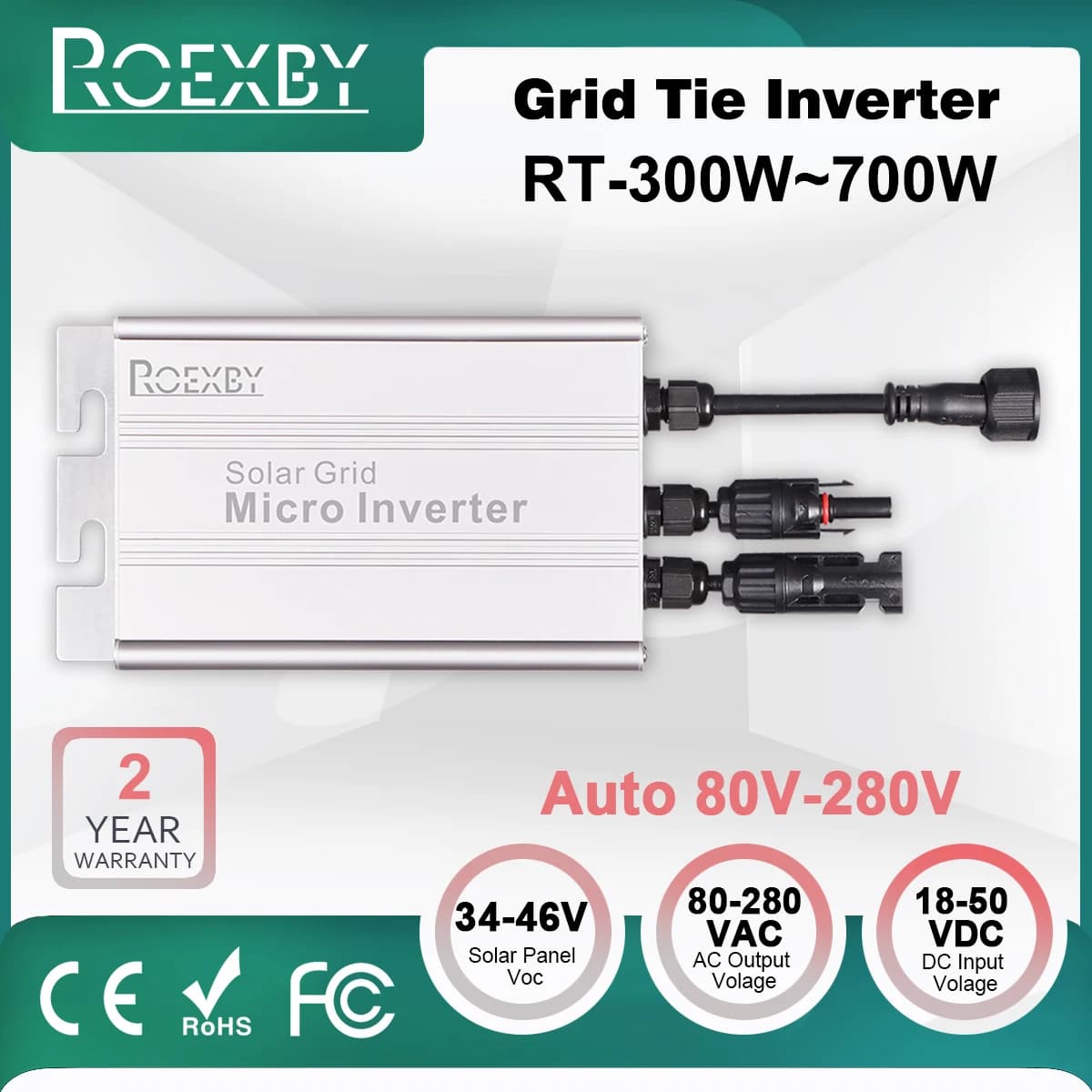 Onduleur de liaison au réseau solaire MPPT 300W 350W 500W 600W 700W Système de micro-onduleur intelligent modulaire PV DC à sortie AC 120V/230V