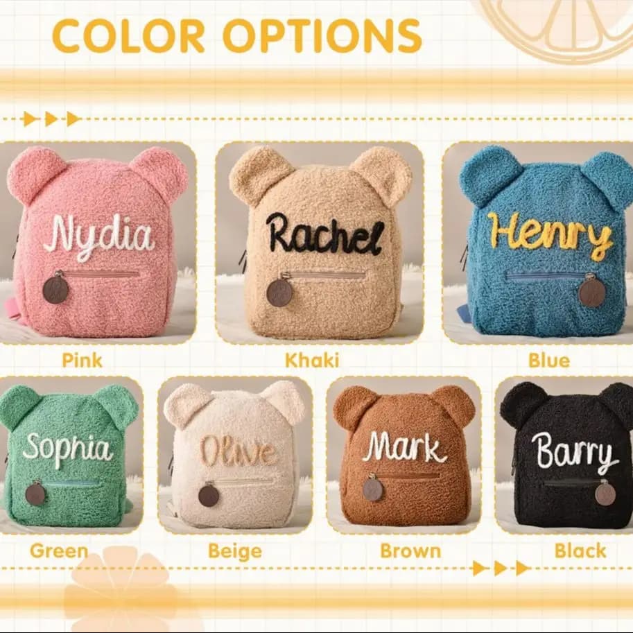 Sac à dos ours en peluche personnalisé pour enfants, sac à dos ours en peluche pelucheux personnalisé, cadeaux du premier jour de l'école, sac à