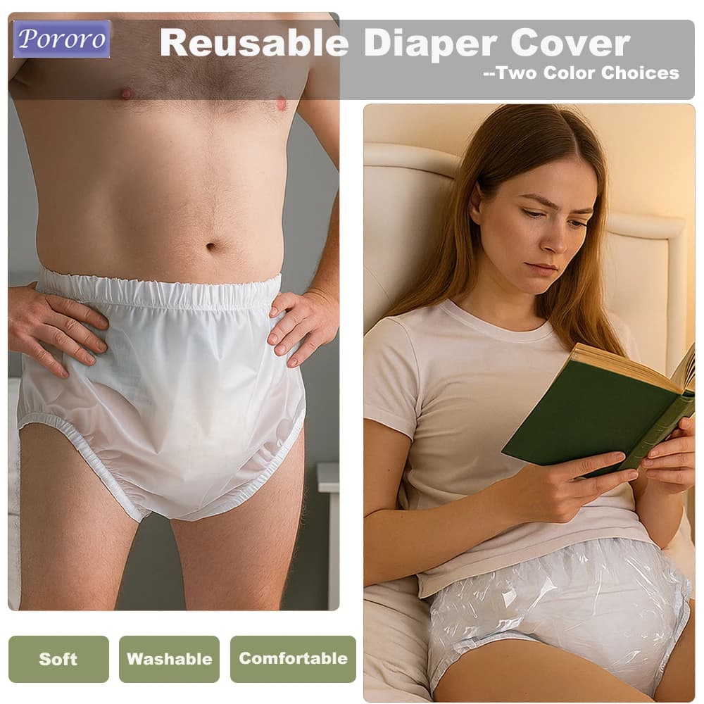 Couvercle de couche-culotte en tissu réutilisable pour adulte, 2 pièces, pantalon d'incontinence, Protection imperméable pour aller sur le haut