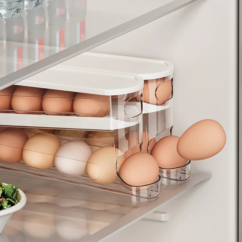 Boîte à œufs de Type coulissant, Double rouleau à œufs automatique, porte latérale du réfrigérateur, stockage des œufs, comptoir de cuisine,
