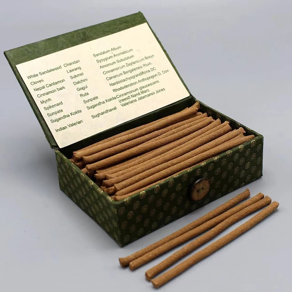 Encens du monastère de Kopan au Népal, encens artisanal aux herbes, Green Tara, encens du Bouddha de la Guérison, bâtonnets d'encens parfumés