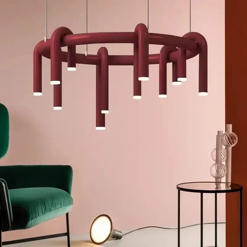 Lampe à suspension réglable moderne, anneau circulaire en métal, tube en U, lumière LED, décoration d'intérieur, chambre à coucher, salon,