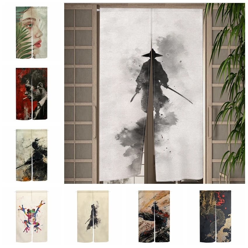 Rideau de porte japonais Opaque, décor de personnage de film Noren, pour appartement, chambre à coucher, demi-porte, cloison de pièce suspendue