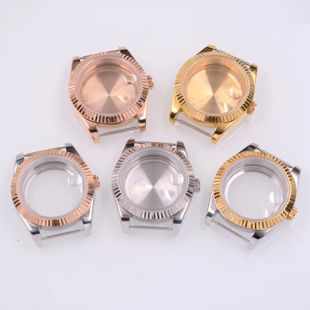Boîtier de montre en verre saphir, 36MM/40MM, adapté à NH34 NH35Amovement NH36Amovement PT5000 ETA2824 2836 Miyota 8215, argent/or/or Rose