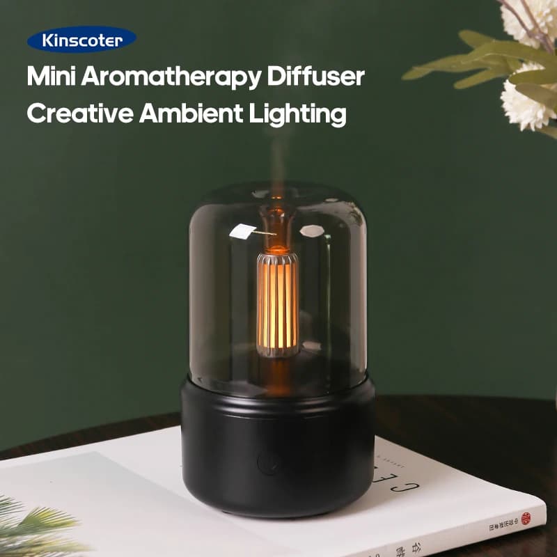 KINSCOTER Mini diffuseur d'aromathérapie USB humidificateur d'air huile essentielle veilleuse brumisateur froid pulvérisateur pour la maison chambre
