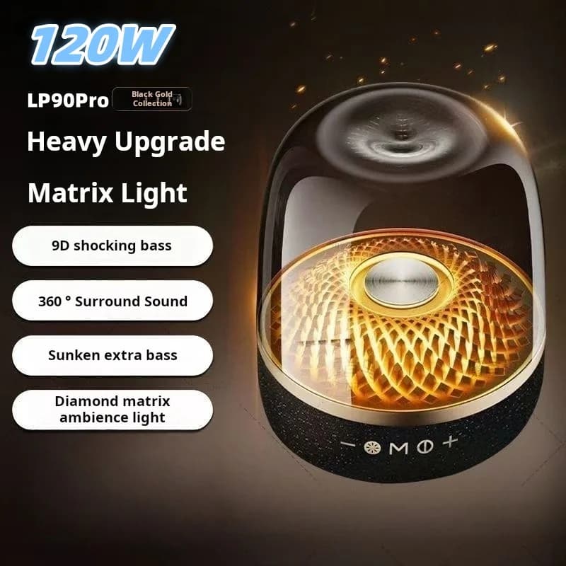 LP90 Pro 4ème 120W haute puissance basse boîte à musique 9D Surround son colonne plein écran Transparent Caixa De Som Bluetooth5.4 TWS/TF