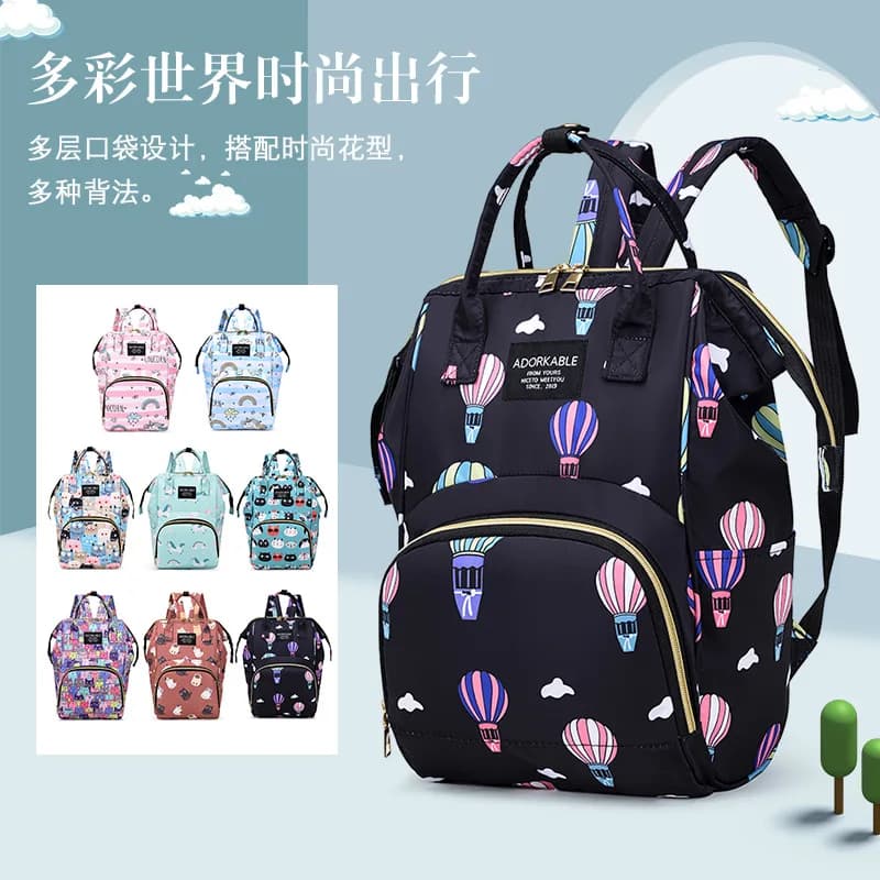 Sacs à couches imprimés de dessins animés pour maman, sac à dos léger et Portable pour femmes, sac de rangement isolant pour bouteille, sac à