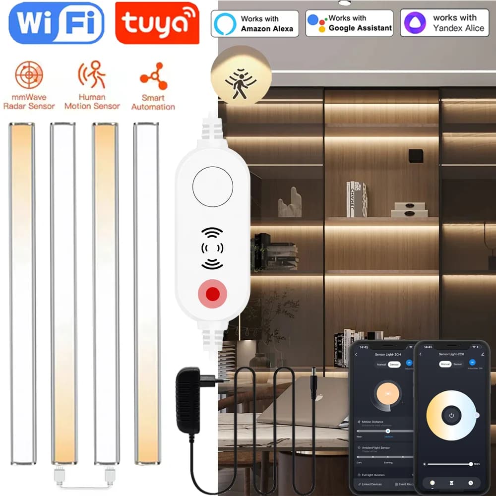 Tuya Wifi capteur de mouvement barre lumineuse LED veilleuse à Induction infrarouge humaine 2700K-6500K réglable pour cuisine salle armoire couloir