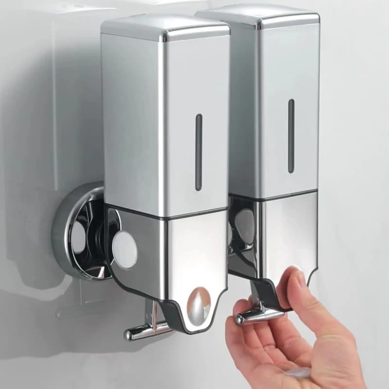Distributeur de savon liquide en plastique blanc/argenté, distributeur de savon manuel, bouteille de savon, pompe pour salle de bain et cuisine,