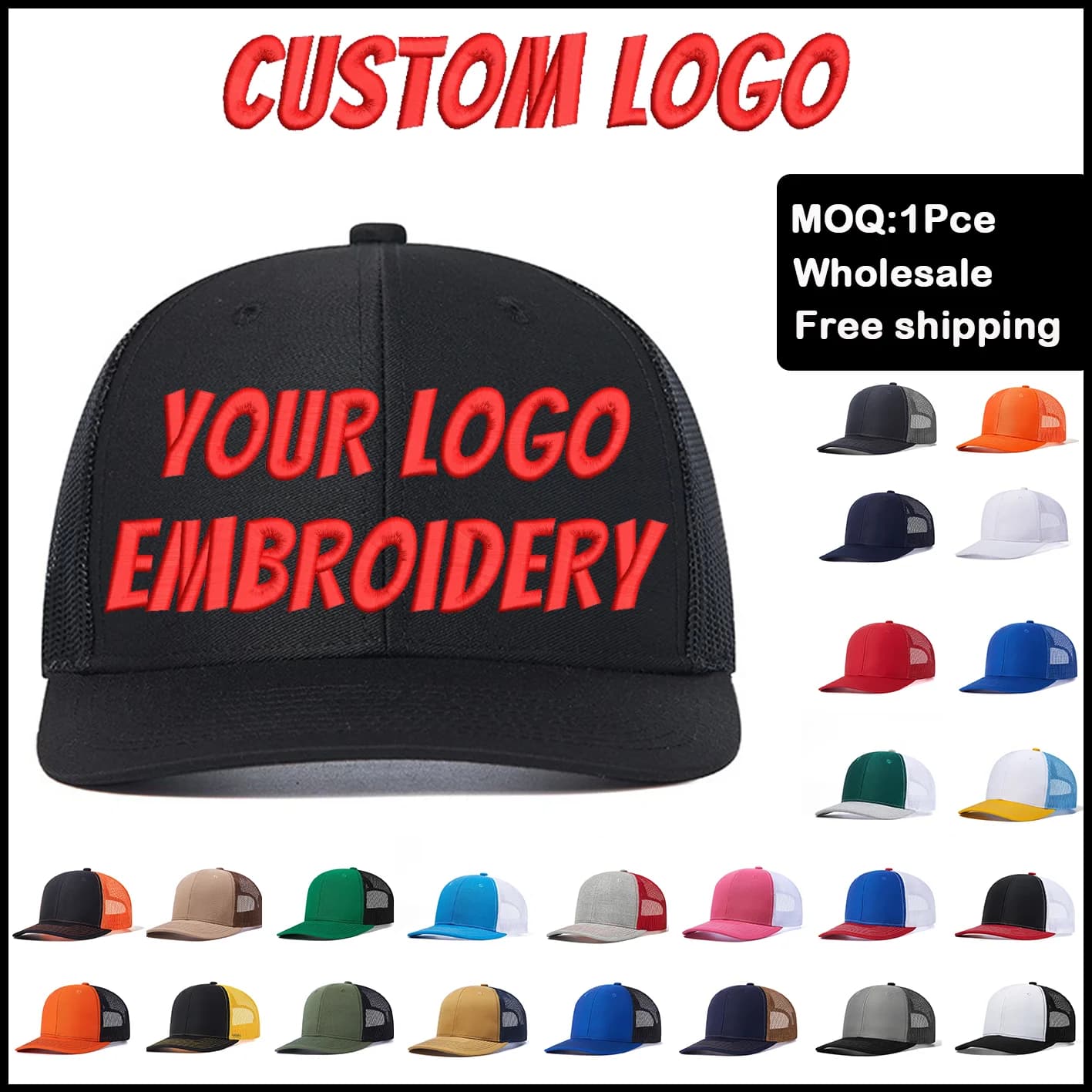 Fedoryn Casquette de baseball brodée personnalisée pour hommes et femmes, casquette en maille avec logo imprimé, chapeau de camion de qualité,