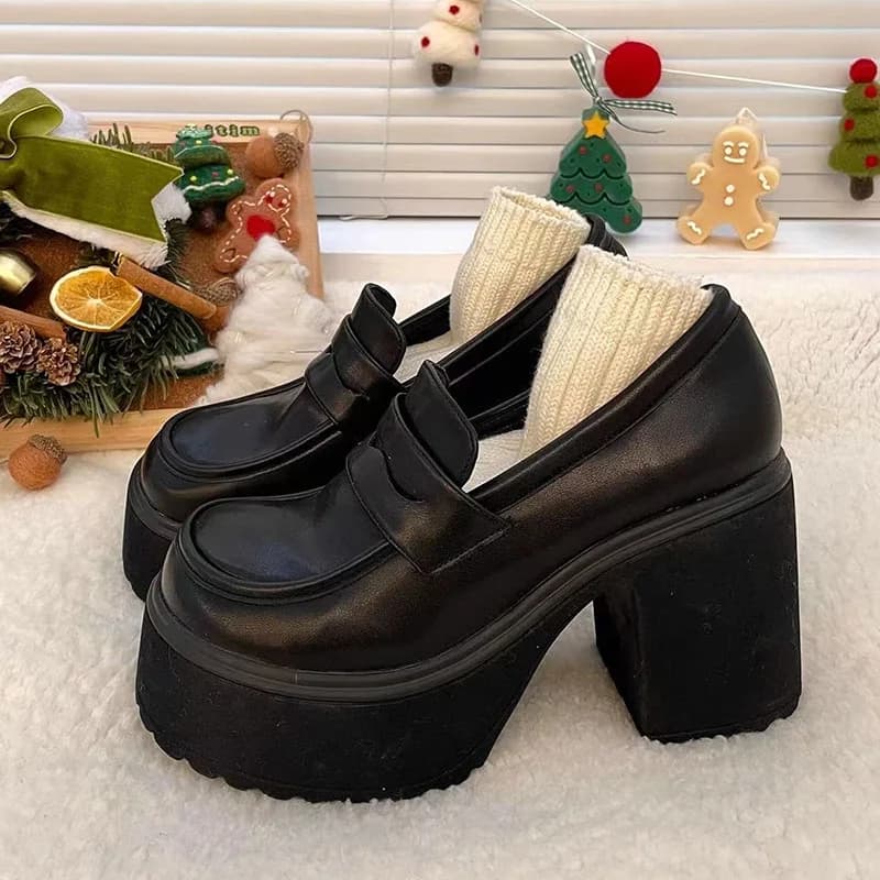 Chaussures à semelles épaisses pour femmes, escarpins rétro à talons hauts, mocassins confortables à la mode, uniforme Mary Jane pour dames,