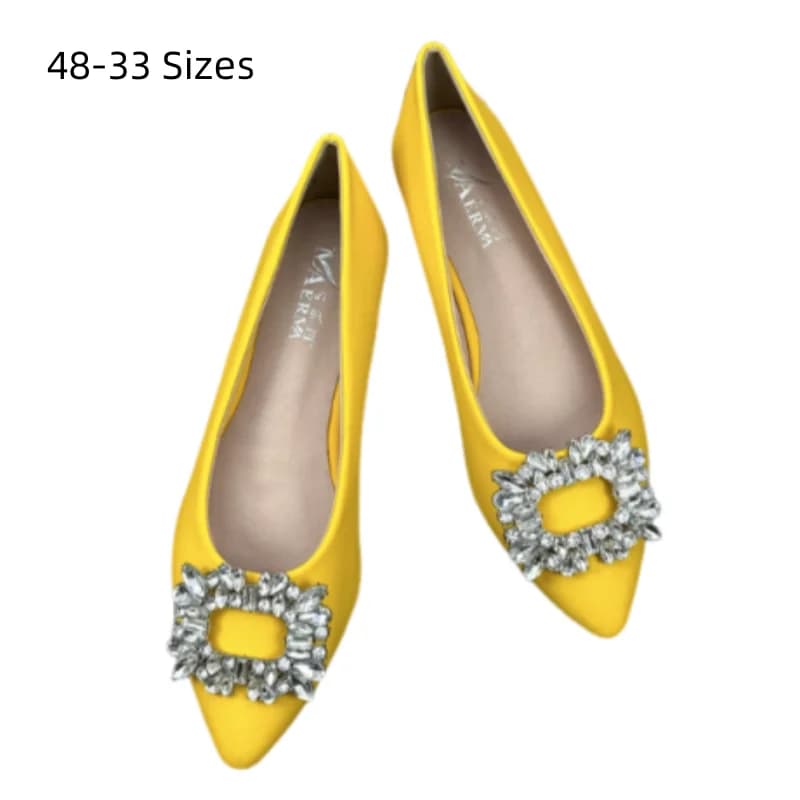 Chaussures en cuir souple pour femmes, pointe pointue, cuir souple, luxe, boucle en cristal, plates, nouvel arrivage, faites à la main, grandes