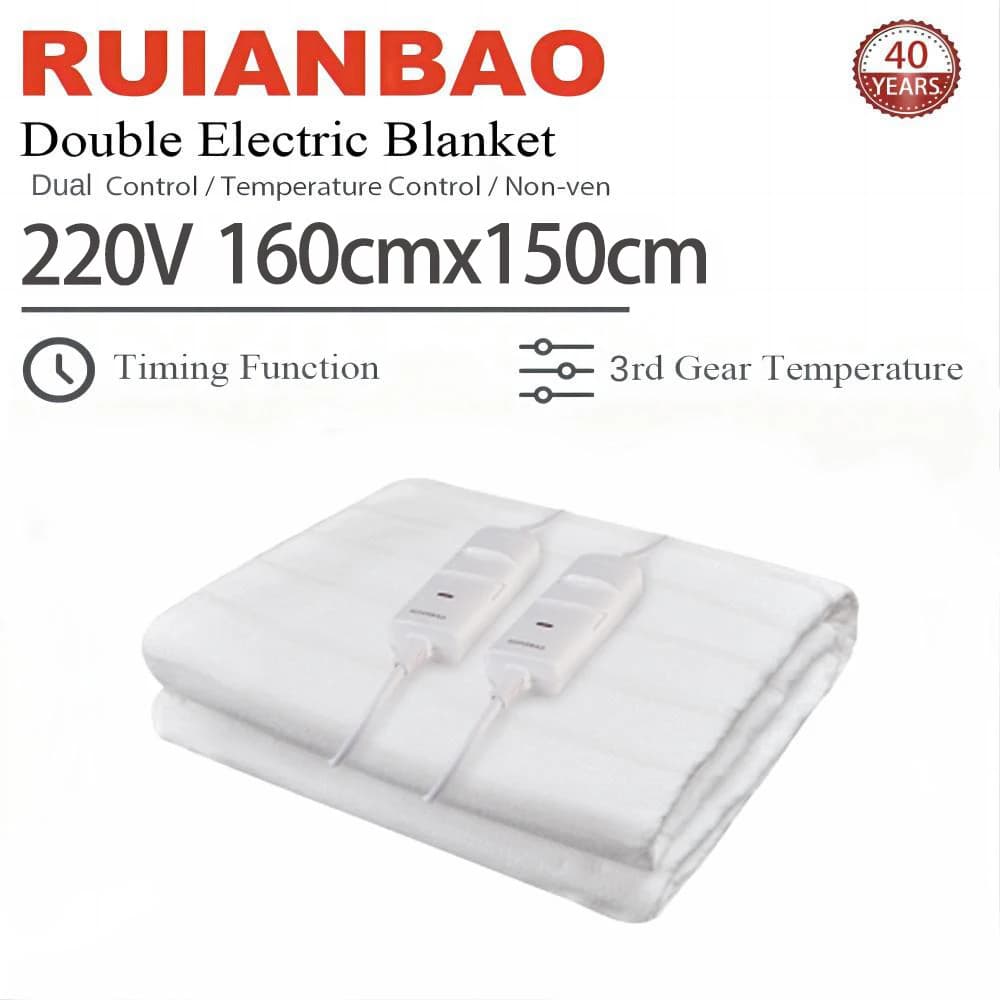 RUIANBAO-Couverture Électrique avec Minuterie, Matelas Thermique, Réchauffeur de Lit, 160x150cm, 220V, Contrôle des Touristes