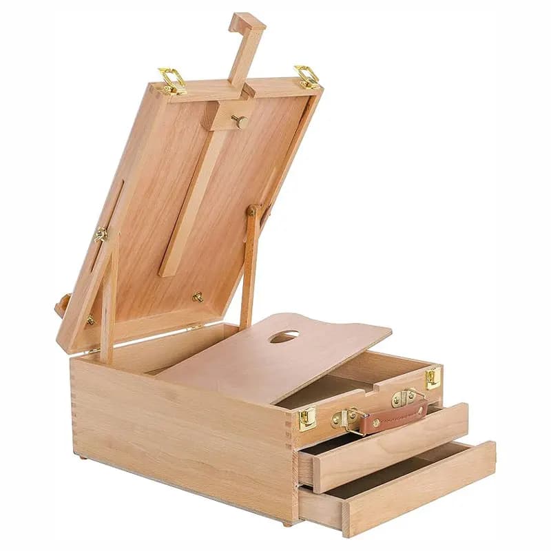 Chevalet de boîte à croquis en bois réglable à 2 tiroirs Extra Large avec rangement chevalets de bureau d'artiste portables pour dessin, peinture,