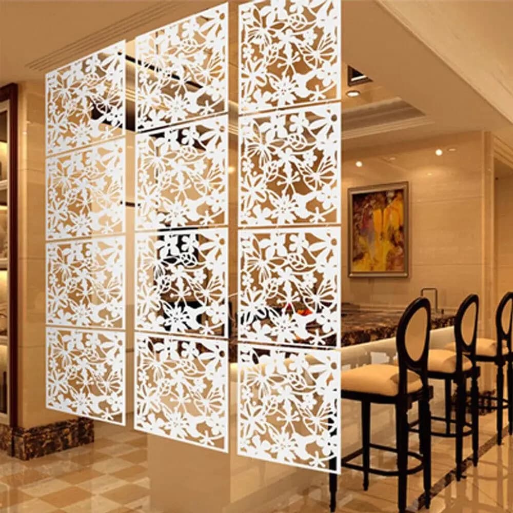 Lot de 12 Paravents Suspendus Blancs à Motifs Papillons, Oiseaux et Fleurs, Panneaux de Séparation pour la Maison