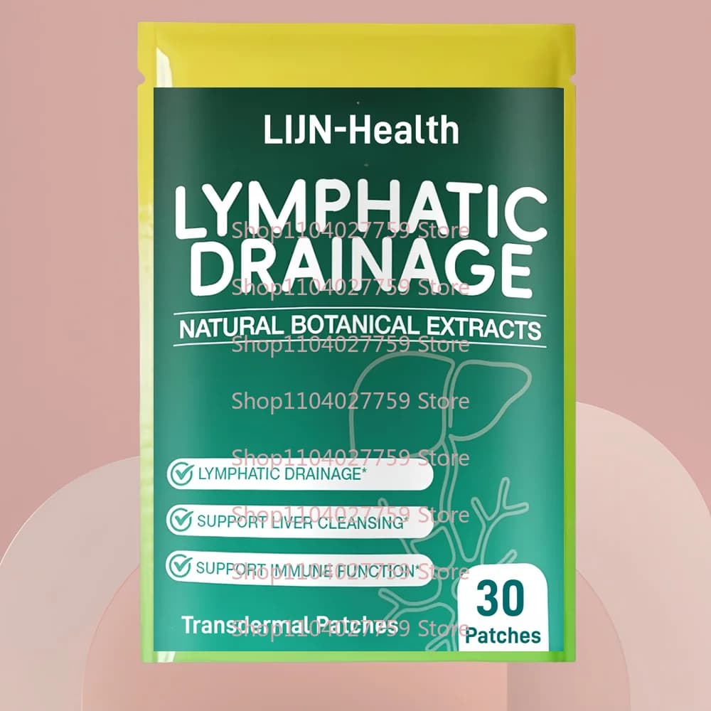 30 Patchs Transdermiques de Drainage Lymphatique à l'Échinacée, Soutient le Système Lymphatique, l'Équilibre Hydrique et la Santé Immunitaire