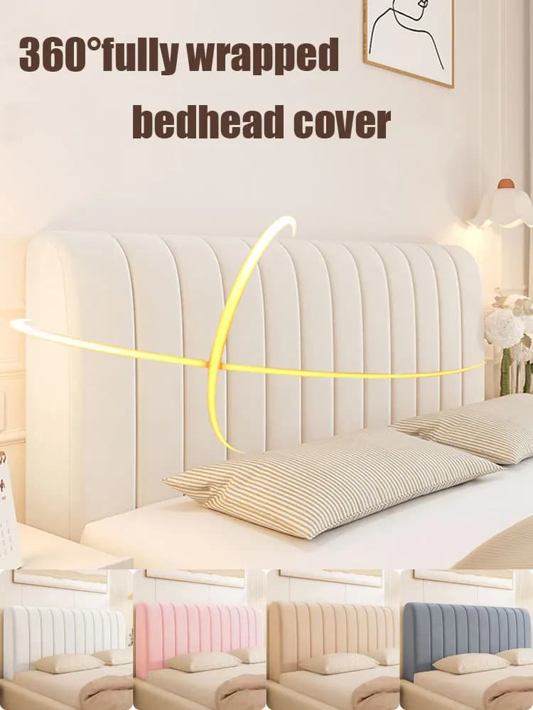 Housse de tête de lit de luxe en velours doux et épais, housse de tête de lit, couleur unie, tout compris, protection contre la poussière du dos