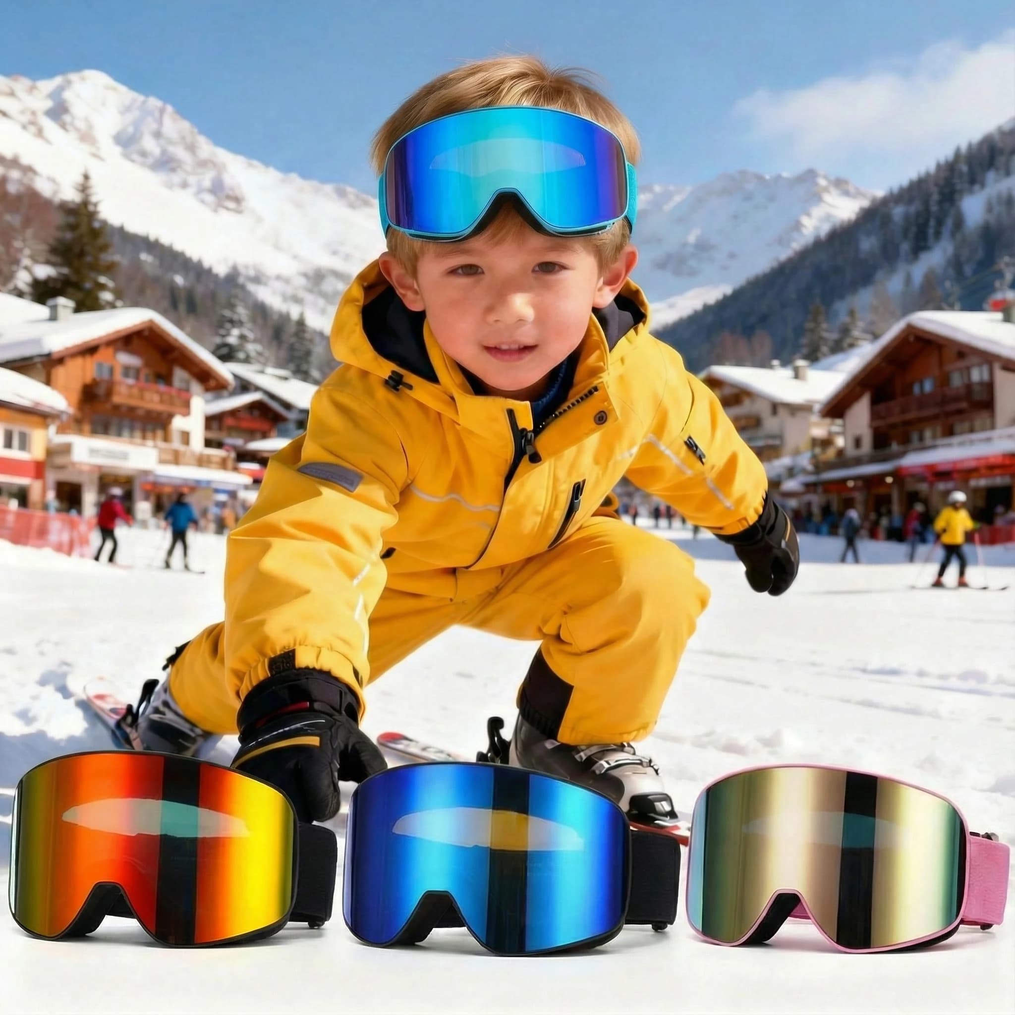 Nouvelles lunettes de ski pour enfants de 4 à 15 ans, lunettes de snowboard professionnelles anti-buée pour enfants, lunettes de ski UV400 pour