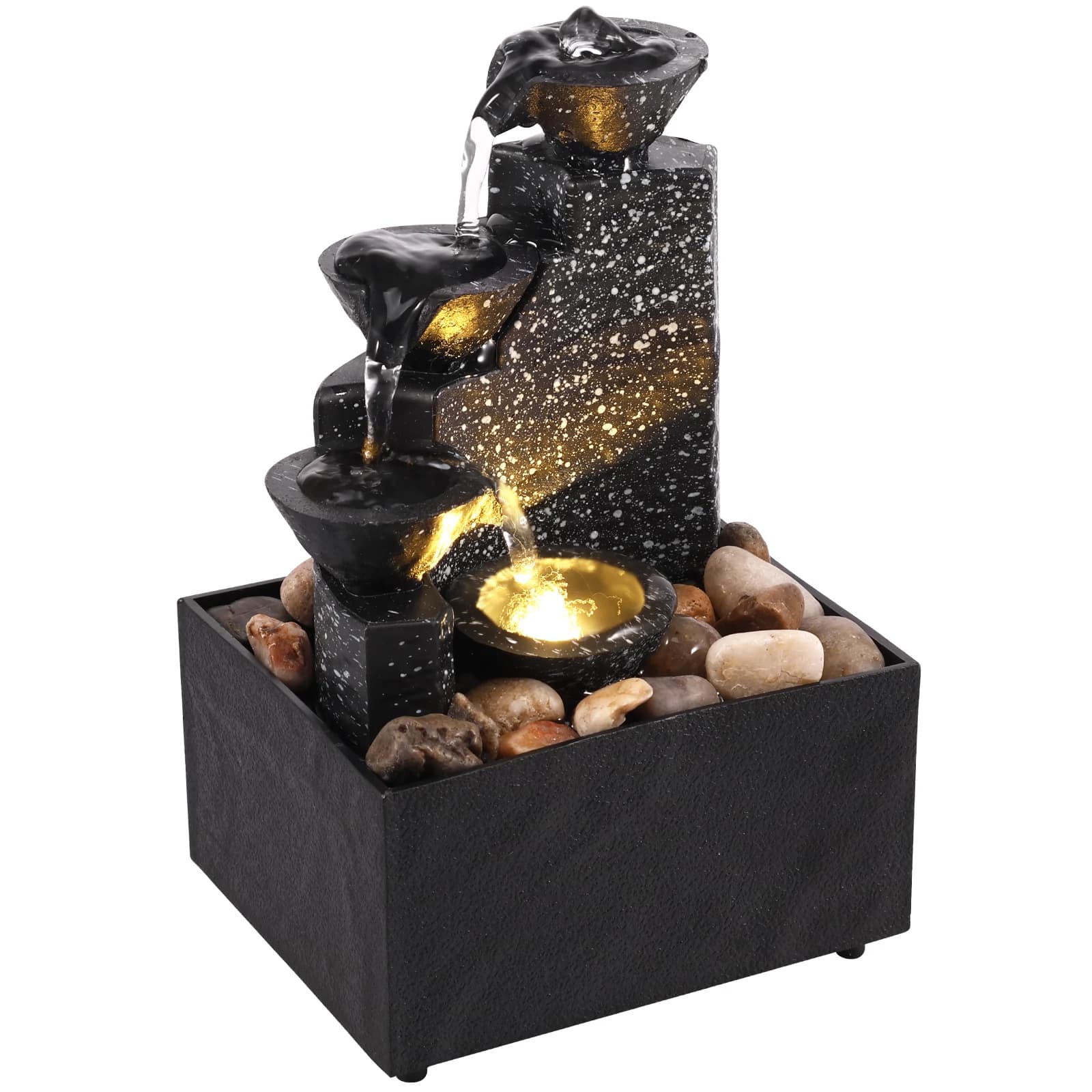 Cascade de table, décoration de maison, Relaxation, méditation, fontaine de bureau avec lumières douces, ornements d'eau qui coule, cadeaux de
