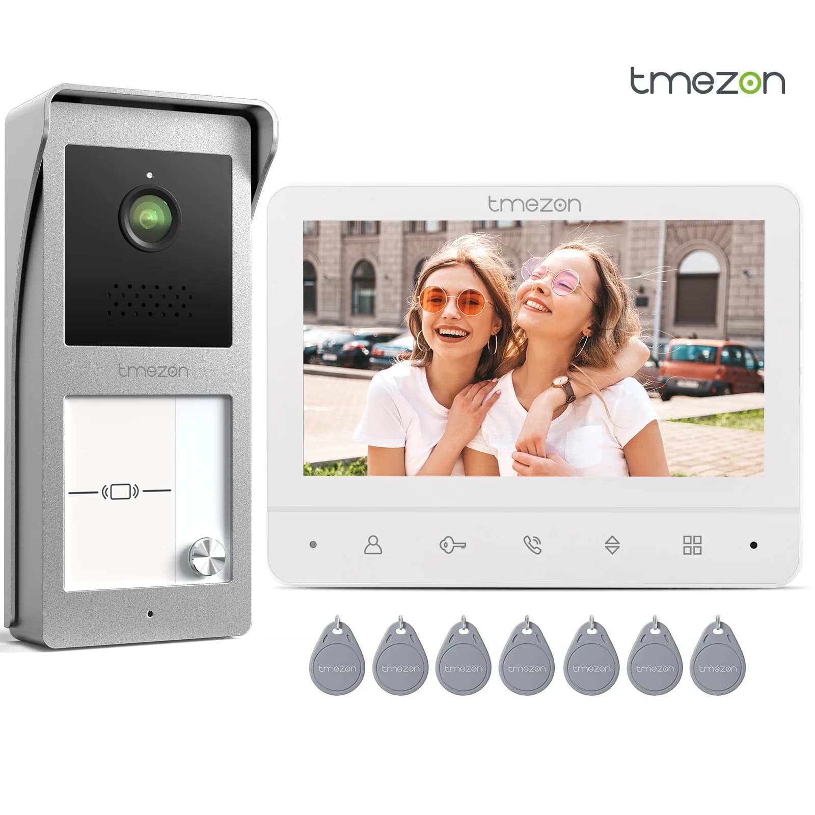 Système d'interphone de sonnette de visiophone de fil pour la sécurité de la maison, moniteur TMEZON de 7 pouces avec sonnette filaire pour la