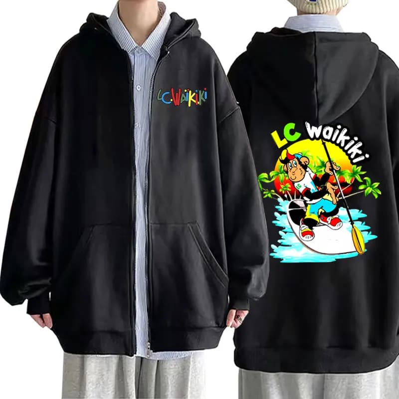 Sweat à capuche avec fermeture éclair pour homme, sweat-shirt décontracté en coton polaire, surdimensionné, à la mode, avec fermeture éclair,
