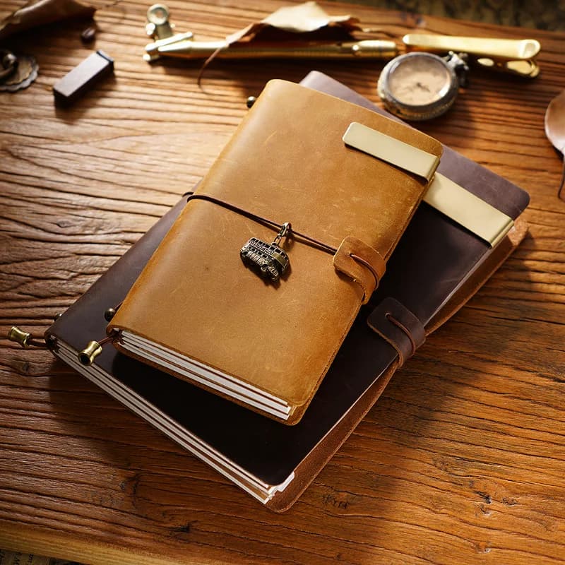 00% cahier de voyage en cuir véritable fait à la main Vintage peau de vache Journal carnet de croquis organisateur planificateur TN couverture de