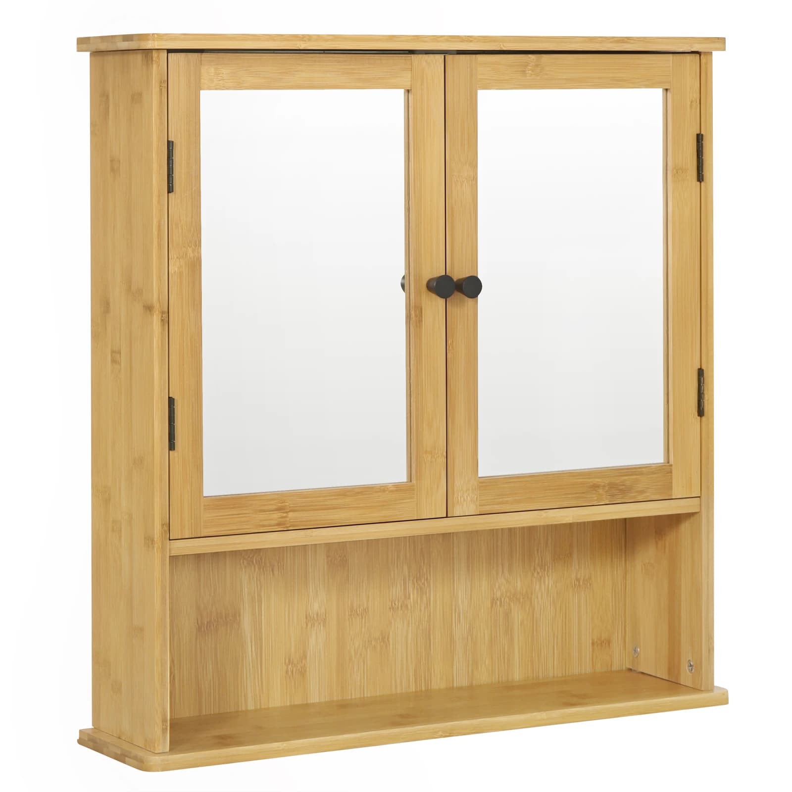 EUGAD Armoire murale de salle de bain avec miroir 56x14x58cm, armoire de rangement avec 2 portes miroir, 1 compartiment ouvert, étagère réglable