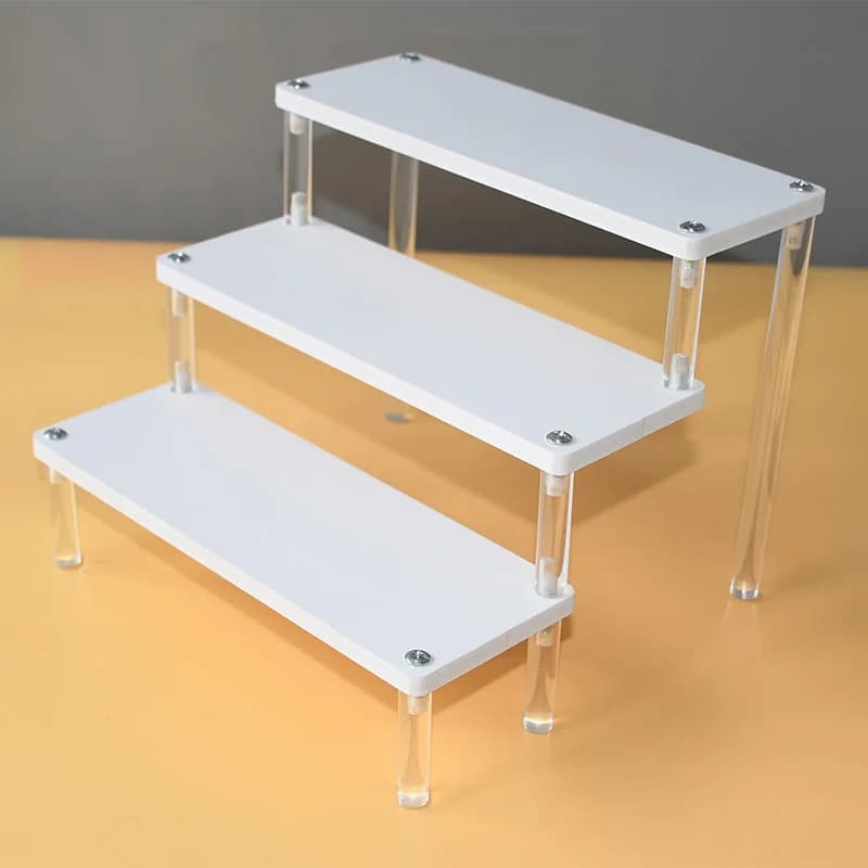 Présentoir de colonne en acrylique à 2 ou 5 niveaux pour boîte ennemi, étagère de rangement blanche pour parfum et bijoux, organisateur de bureau