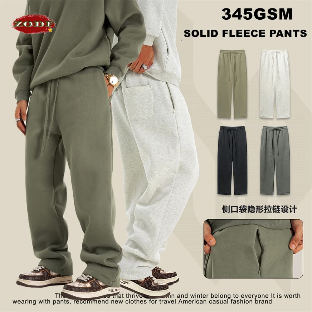 ZODF-Pantalon droit unisexe Smile pour homme, monochrome, confortable, poches zippées, sport, hiver, nouveau, FJHY0868, 345sm