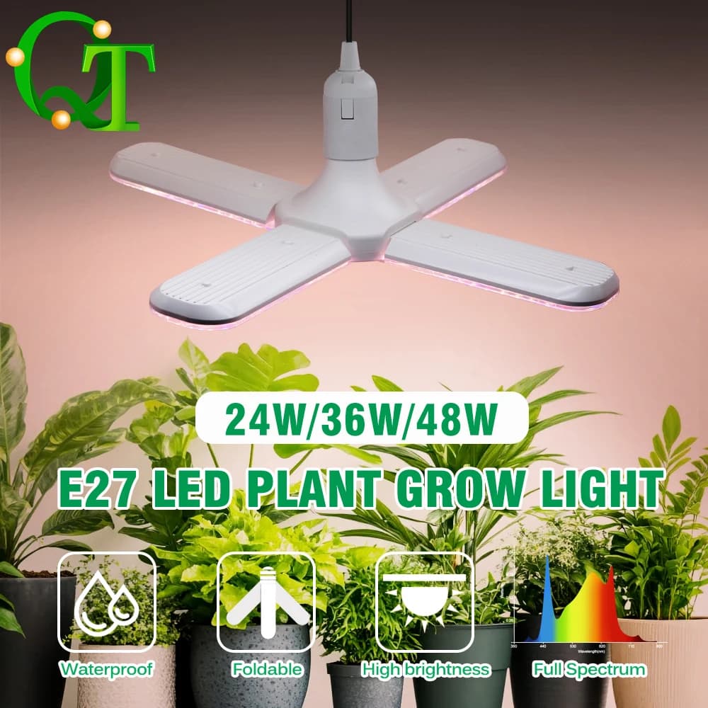 Lampe de croissance LED à spectre complet 24W/36W/48W avec support lampe pour plantes adaptée à la lampe de croissance des plantes hydroponiques en