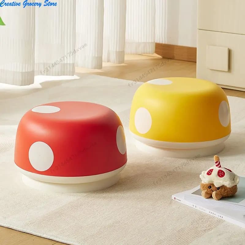 Tabouret de maquillage et de repos Mushroom Change, petit tabouret en porcelaine ou en plastique, avec coussin rembourré, idéal pour la maison, gain