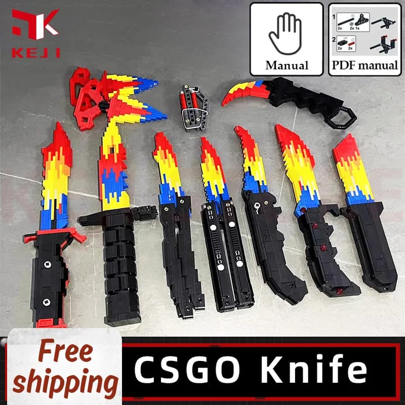 CSGO-décennie s de construction de couteau papillon, arme de poignard, jouets de bricolage pour enfants, cadeau de Noël pour garçons, militaire