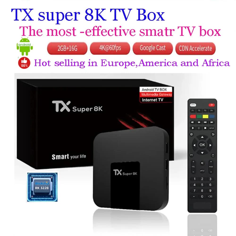 [Authentique] Boîtier TV intelligent TX Super 8K Android 11, Lecteur multimédia pour marché mondial, 2 Go 16 Go, WiFi, Décodeur TV, Meilleures