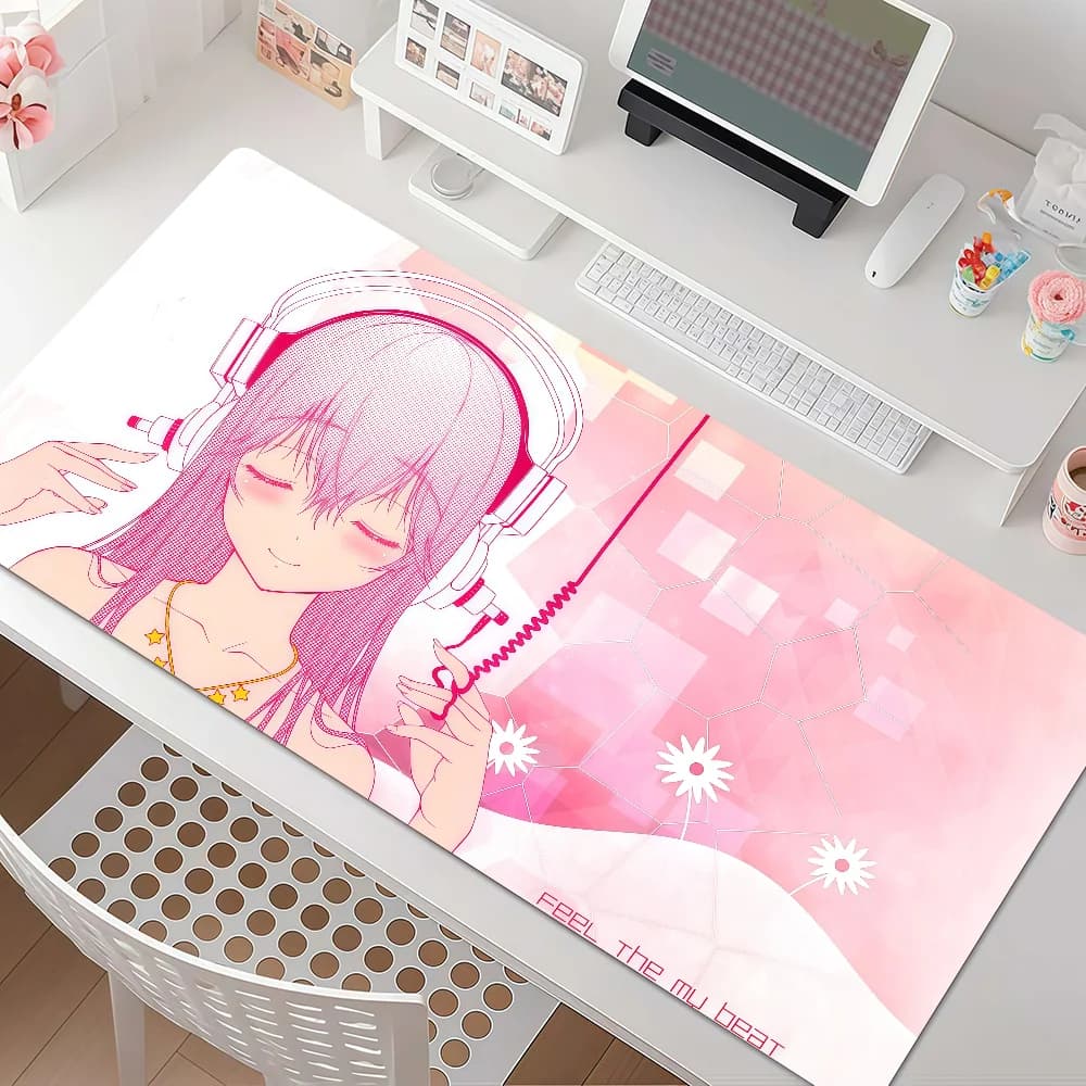 Tapis de souris mignon pour fille, style anime Super S-Sonico, antidérapant, bord en caoutchouc, épaissi, pour ordinateur portable, tapis de bureau