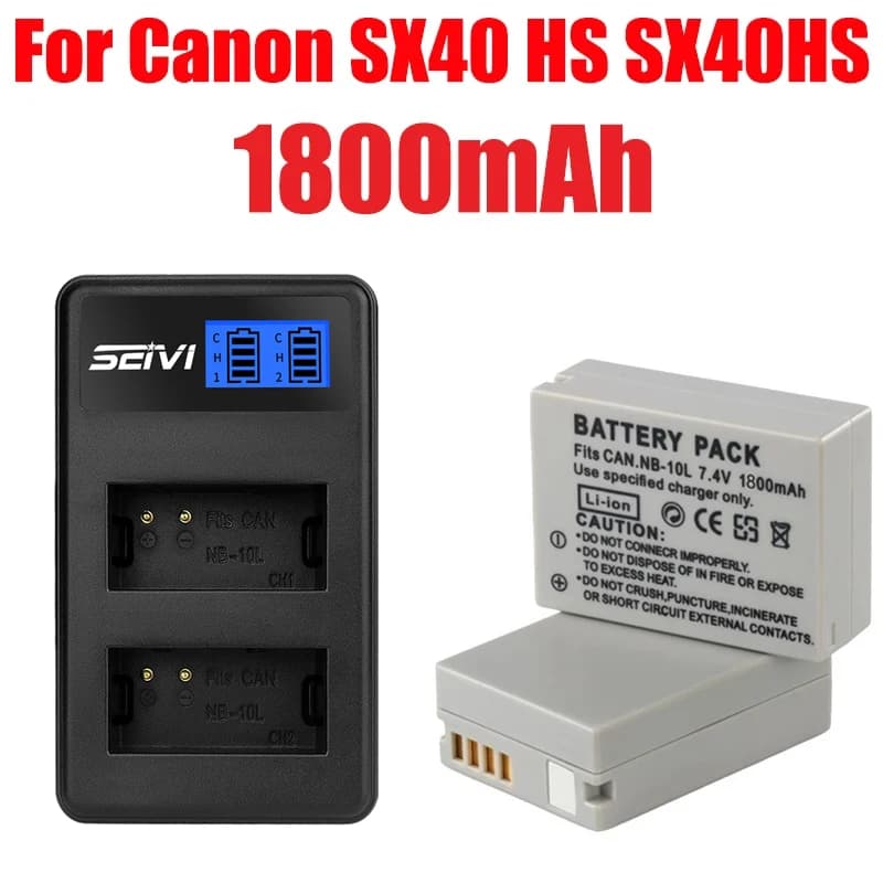 Batterie NB10L 1800mAh + chargeur de batterie NB 10L avec Port USB et Type C pour Canon G1X G15 G16 SX40HS SX50HS SX60HS SX40