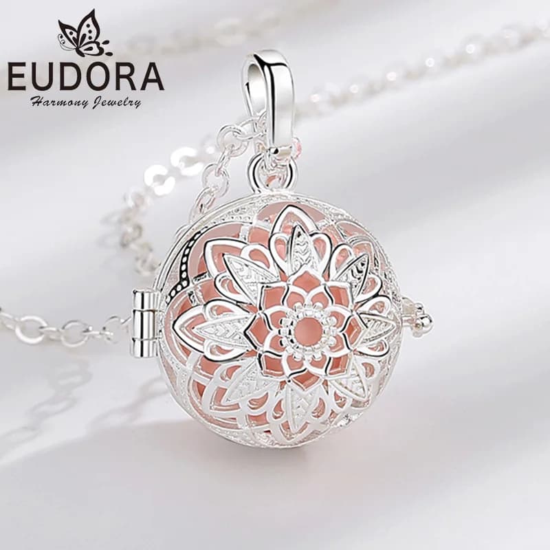 Eudora Harmony Ball 18mm fleur Cage collier ange appelant Bola pendentif carillon de grossesse maternité exquis bijoux cadeaux de fête