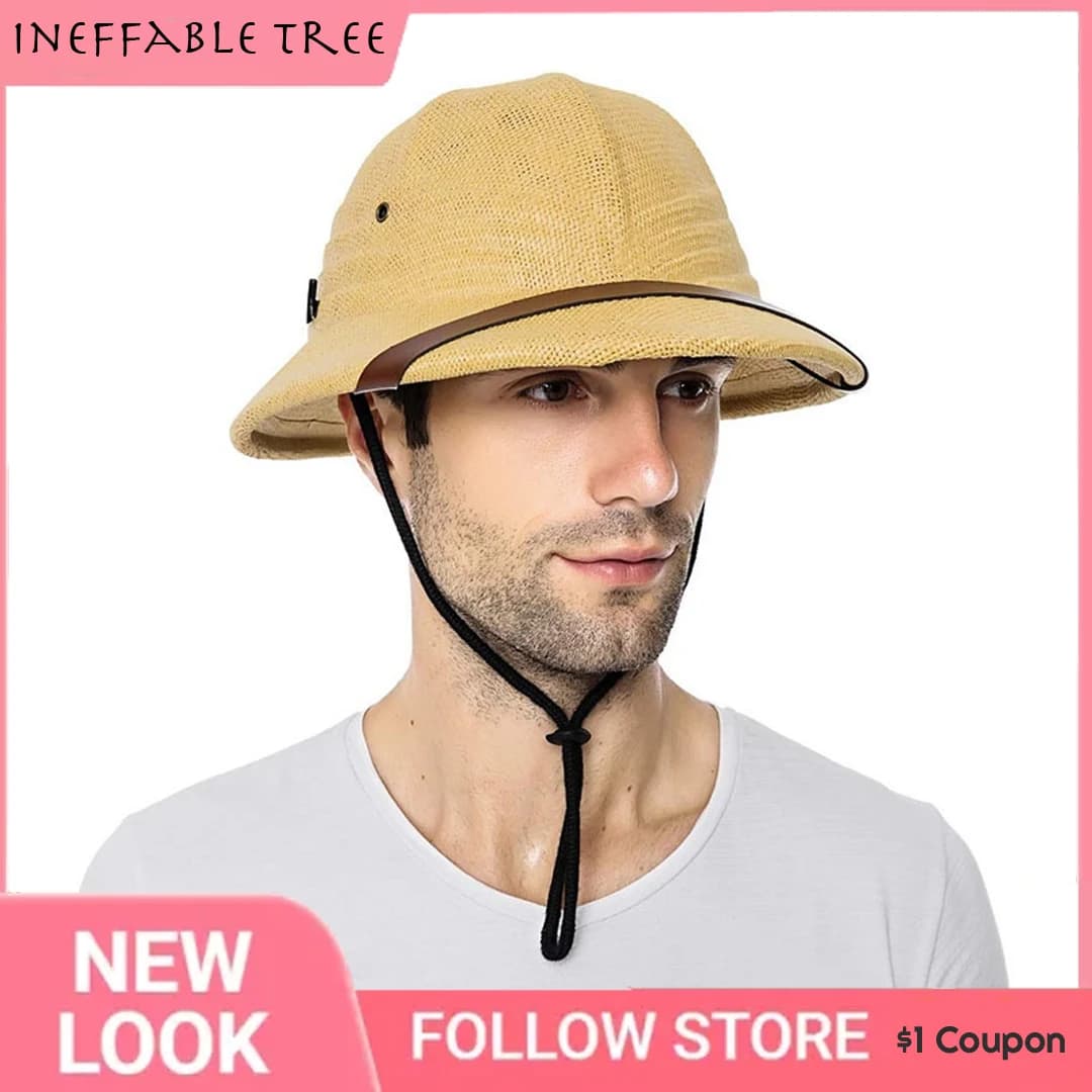 Casque de paille Vietnam Toquilla pour parent et enfant, chapeau de soleil pour garçon et fille, chapeau de l'armée de guerre, explorateur
