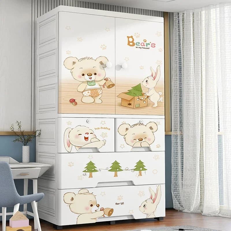 Armoire de Rangement en Plastique pour Bébé et Enfant, Extra-Large, Large de 70cm, Vêtement Épais