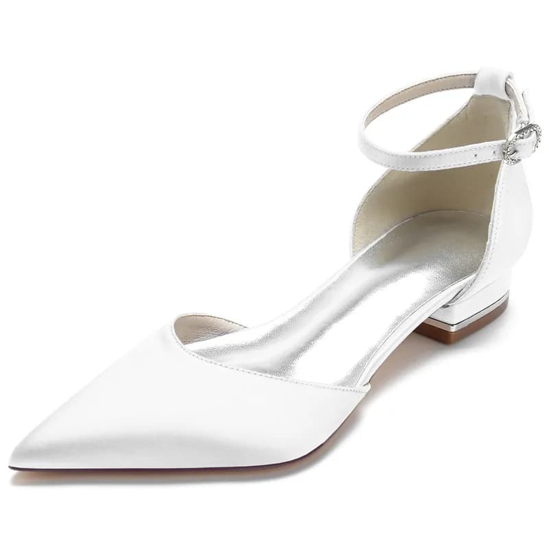 Chaussures plates pointues en satin brillant pour femmes, chaussures provoqué plates pour demoiselles d'honneur, soirée de Rh, cocktail, mariée,
