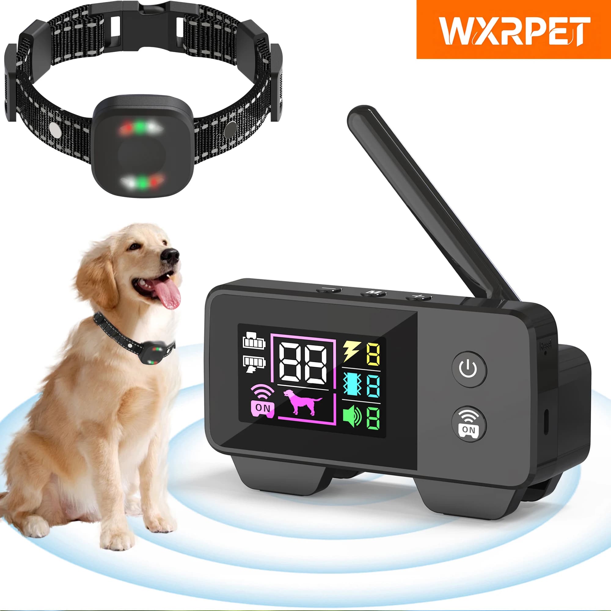 Clôture électrique Rechargeable sans fil pour chien 480m, bip étanche IP68 + Mode choc + Vibration, émetteur et collier combinés