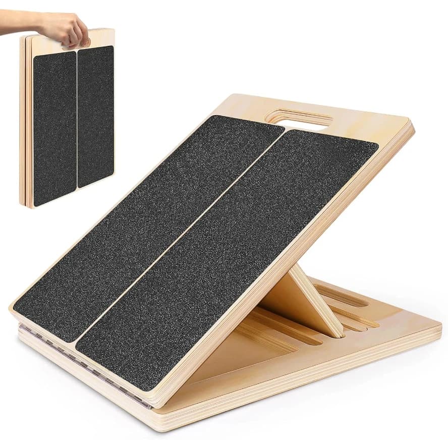 Planche d'étirement professionnelle en bois, planche inclinée réglable, Portable, antidérapante, équipement d'exercice à cale extensible pour