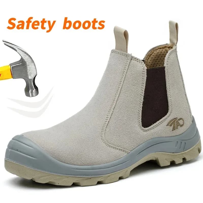 Bottes de sécurité pour hommes, chaussures de travail, construction avec bout en acier, sans lacets, soudeur, soudage