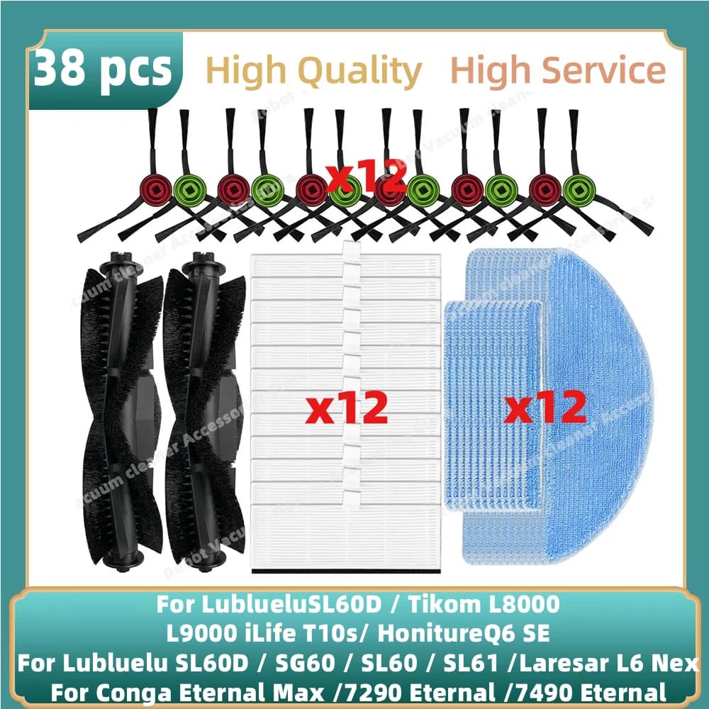 Brosse latérale principale, filtre Hepa, accessoires de gril de vadrouille, compatible avec Lubluelu SG60, SL60, SL60D, SL61, Tikom L9000, L8000