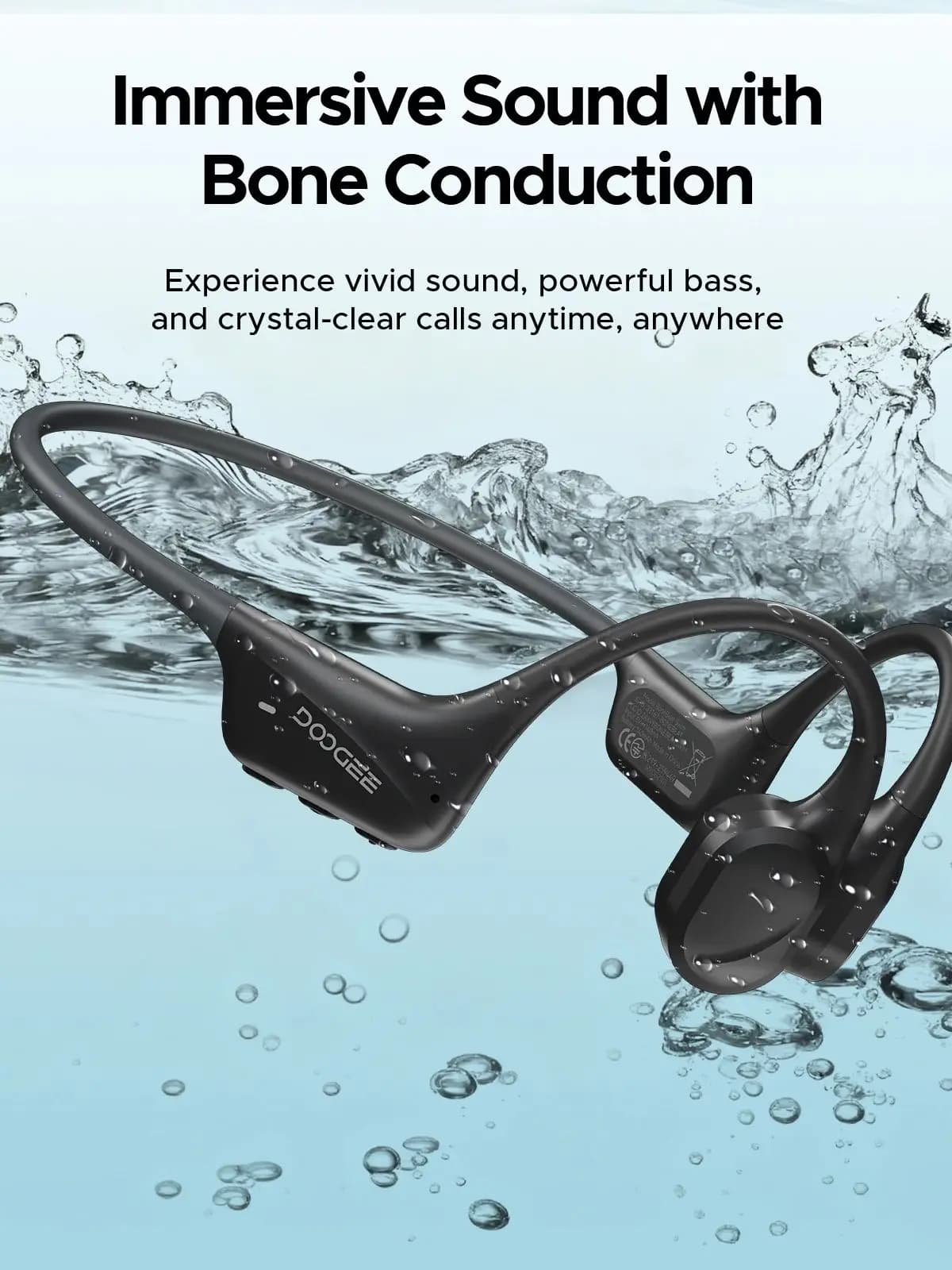 DOOGEE BoneBeat natation Conduction osseuse natation Sport casque sans fil casque IP68 étanche avec Microphone appels musique 32GB