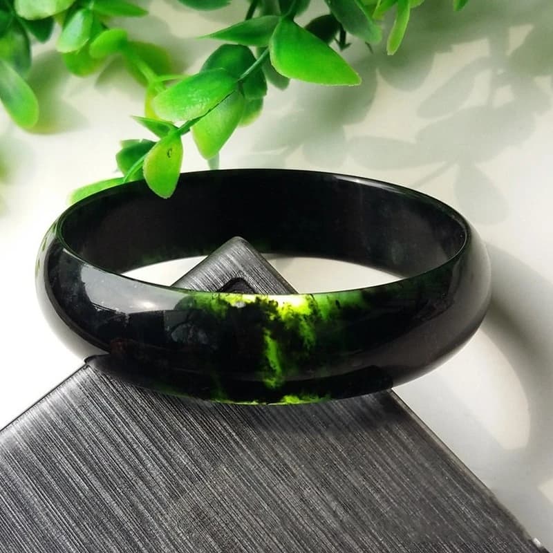 Bracelet large sculpté à la main pour hommes et femmes, vert foncé, naturel, bijoux chinois, mode boutique, diversifier