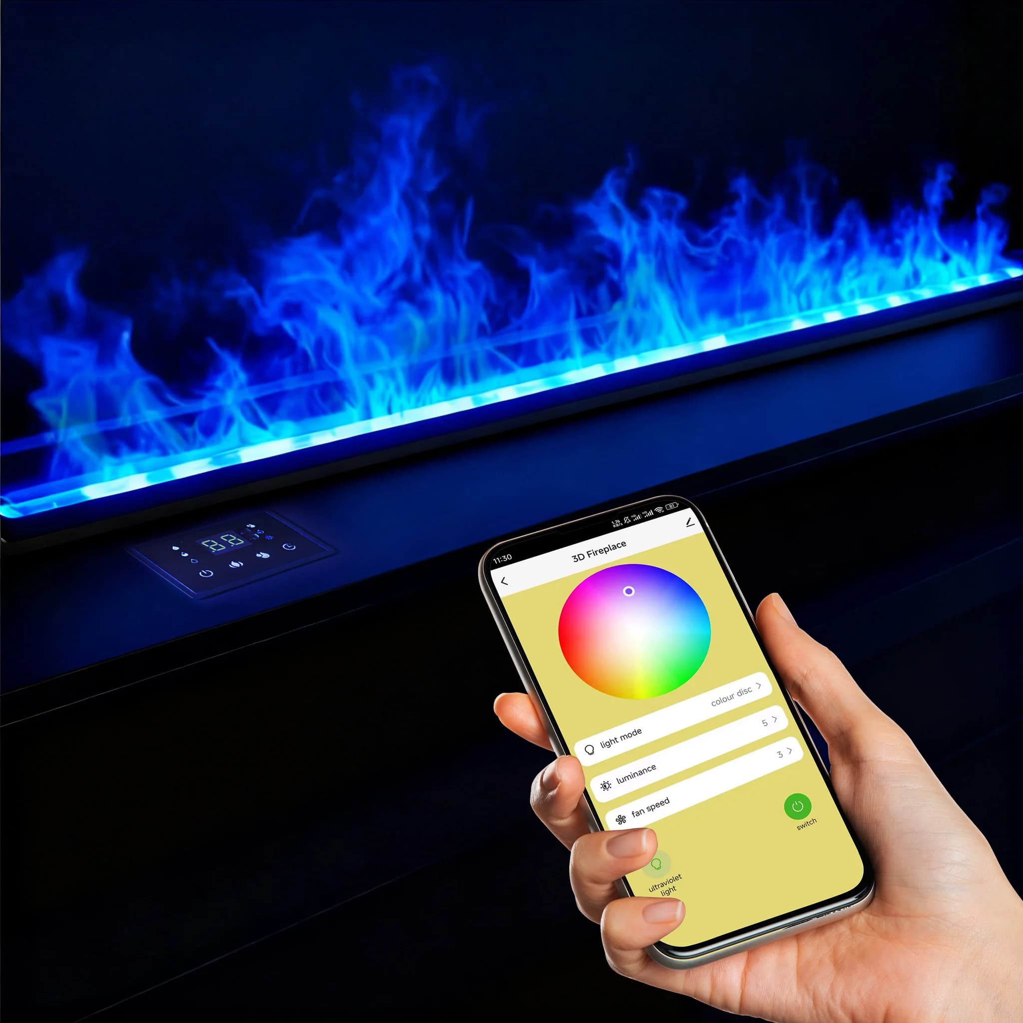 Cheminée à vapeur d'eau encastrée multicolore flamme atomisée réaliste cheminée électrique 3d avec contrôle automatique de l'eau et