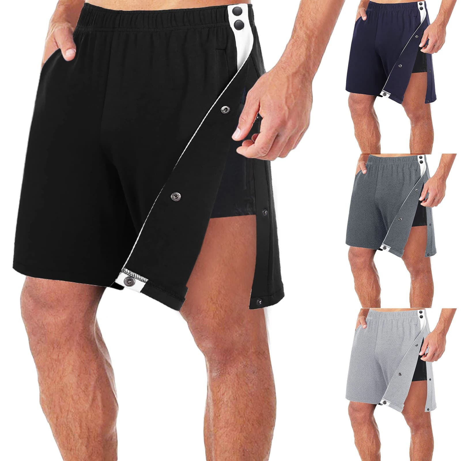 Short d'Été Décontracté pour Homme, Patchwork, Taille artificiel astique, Pantalon Court avec lèvent Latéraux, Poches Latérales, Streetwear,