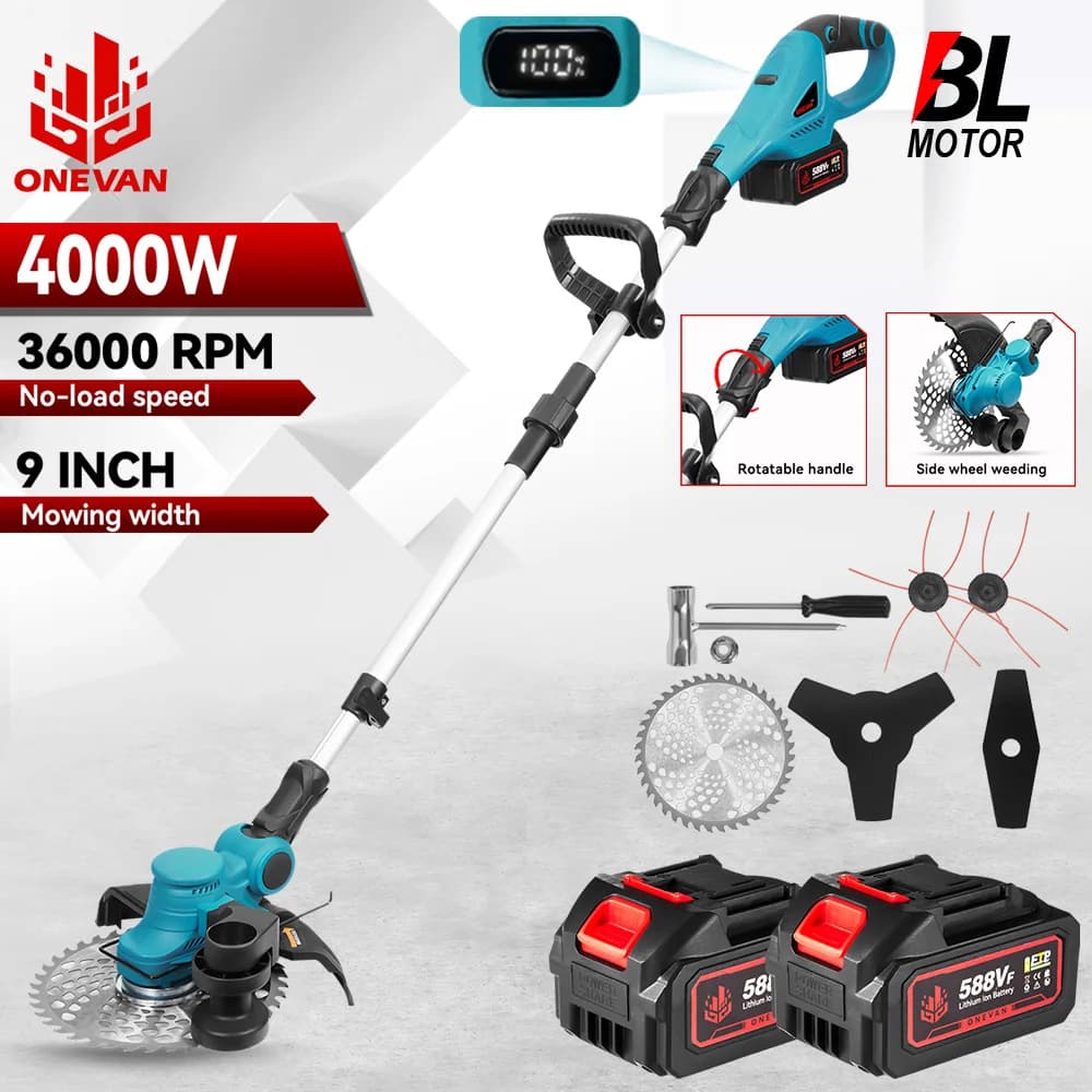 Tondeuse à gazon électrique sans balais ONEVAN 36000 tr/min coupe gazon 90 °   Outil électrique de jardin pliable et réglable pour broche de