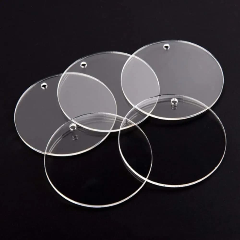 Ébauches d'ornements ronds en acrylique transparent, disque circulaire en acrylique avec trou pour vinyle, décor de noël, gravure, peinture et